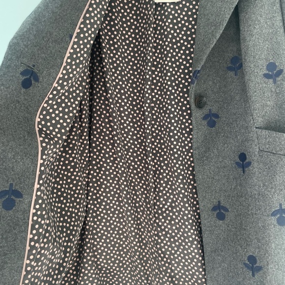 Boden coat NWT Holywell coat 6 gray with navy embroidery, classic gorgeous coat - Picture 5 of 11